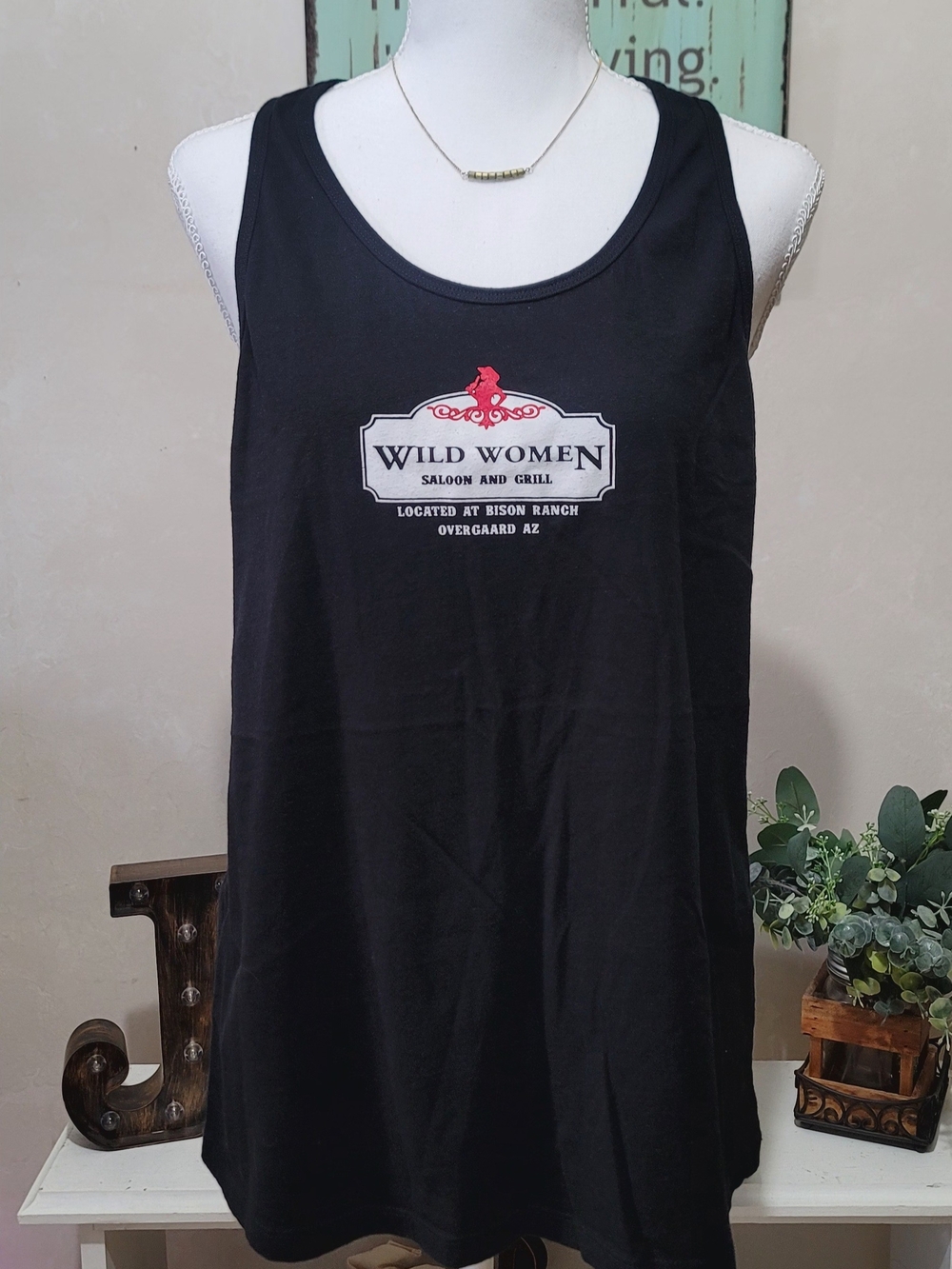 Black Tank Top - Saloon and Grill Bison Ranch Overgaard AZ